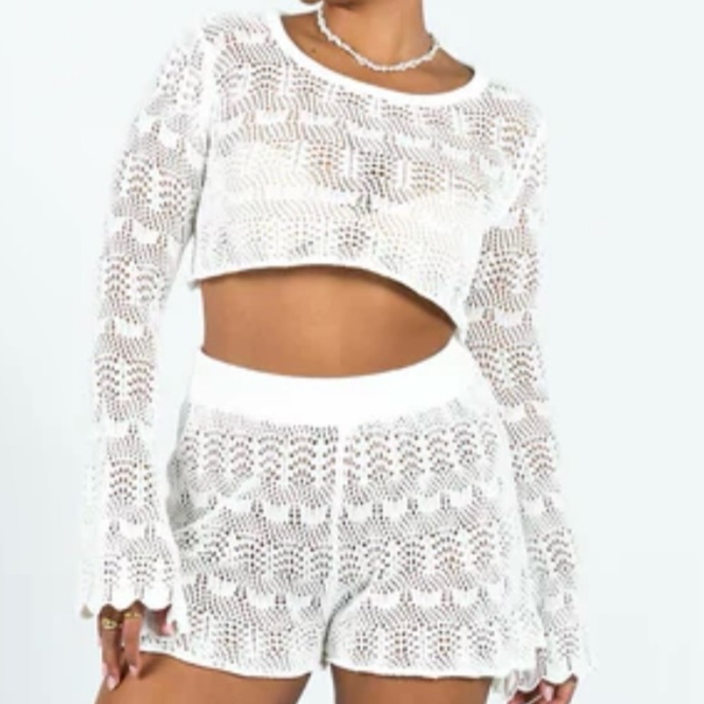 Princess Polly Leah Cropped Knit Top White